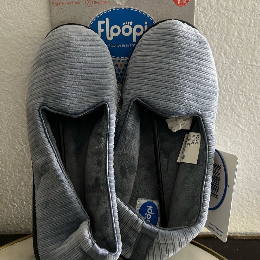 FLOOPI Women’s Slippers *Anti Slip Indoor Outdoor Memory Foam Blue XL 11-12 2 Pr